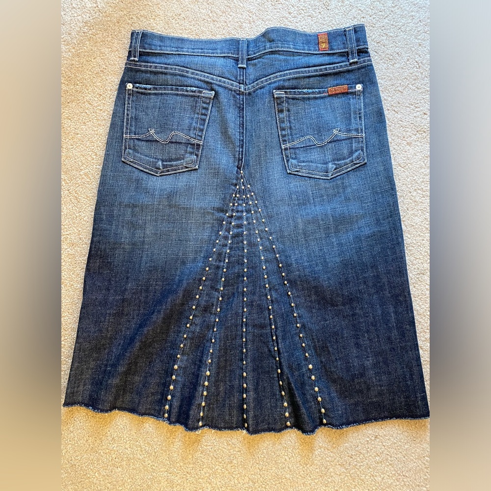 7 For All Mankind Blue Denim Skirt